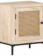 vidaXL Нощно шкафче 40x30x50 см мангово дърво масив и тръстика