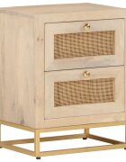 vidaXL Нощно шкафче 40x30x50 см мангово дърво масив и желязо
