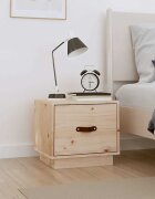 vidaXL Нощно шкафче 40x34x35 см борово дърво масив