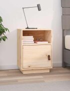 vidaXL Нощно шкафче 40x34x55 см борово дърво масив