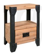 vidaXL Нощно шкафче акациево дърво масив стомана 40x30x54 cм