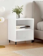 vidaXL Нощно шкафче бял гланц 40x30x50 см инженерно дърво