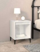 vidaXL Нощно шкафче бял гланц 40x35x50 см