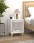 vidaXL Нощно шкафче бял гланц 40x35x50 см инженерно дърво