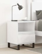 vidaXL Нощно шкафче бял гланц 40x35x50 см инженерно дърво
