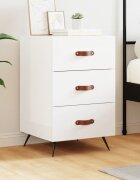 vidaXL Нощно шкафче бял гланц 40x40x66 см инженерно дърво