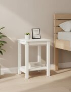 vidaXL Нощно шкафче бяло 35x30x47 см бор масив