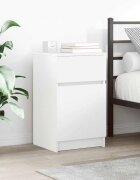 vidaXL Нощно шкафче Бяло 39x35x65 см инженерно дърво