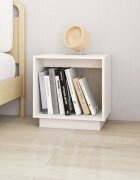 vidaXL Нощно шкафче бяло 40x30x40 см борово дърво масив