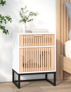 vidaXL Нощно шкафче бяло 40x30x555 см инженерно дърво и желязо