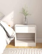 vidaXL Нощно шкафче бяло 40x31x40 см борово дърво масив