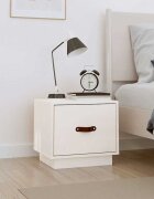 vidaXL Нощно шкафче бяло 40x34x35 см борово дърво масив