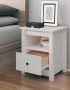 vidaXL Нощно шкафче бяло 40x35x49 см борово дърво масив