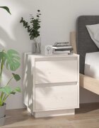 vidaXL Нощно шкафче бяло 40x35x50 см борово дърво масив