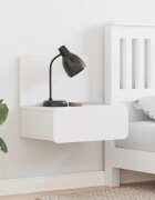 vidaXL Нощно шкафче Бяло 44 x 325 x 40 см Борово дърво масив