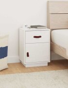 vidaXL Нощно шкафче бяло40x34x55 см борово дърво масив