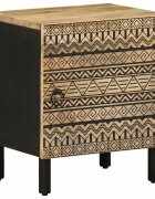 vidaXL Нощно шкафче черен 40x335x46 см грубо мангово дърво масив