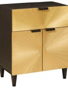 vidaXL Нощно шкафче Черен и златен 50 x 33 x 60 см Инженерна дървесина