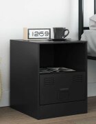 vidaXL Нощно шкафче черно 345x39x44 см стомана
