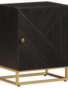 vidaXL Нощно шкафче черно 40x30x50 см мангово дърво масив и желязо