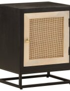 vidaXL Нощно шкафче черно 40x30x50 см мангово дърво масив и желязо
