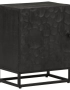 vidaXL Нощно шкафче черно 40x30x50 см мангово дърво масив и желязо