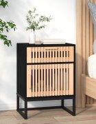 vidaXL Нощно шкафче черно 40x30x555 см инженерно дърво и желязо
