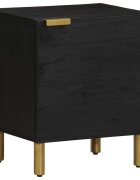 vidaXL Нощно шкафче черно 40x33x46 см мангово дърво масив