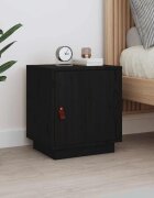 vidaXL Нощно шкафче черно 40x34x45 см борово дърво масив