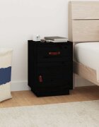 vidaXL Нощно шкафче черно 40x34x55 см борово дърво масив