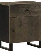 vidaXL Нощно шкафче черно 50x33x60 см мангово дърво масив