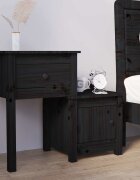 vidaXL Нощно шкафче черно 795x38x655 см борово дърво масив