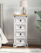 vidaXL Нощно шкафче CORONA Бяло 35 x 325 x 74 см Солидно борово дърво