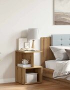 vidaXL Нощно шкафче дъб артизан 35x35x55 см инженерно дърво