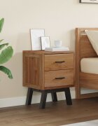 vidaXL Нощно шкафче Естествен 40 x 35 x 55 см Солидно тиково дърво