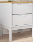 vidaXL Нощно шкафче FLORO бял 45x39x57 см борово дърво масив