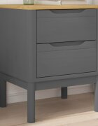 vidaXL Нощно шкафче FLORO сиво 45x39x57 см борово дърво масив