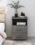 vidaXL Нощно шкафче HAMAR светлосиво 40x35x62 см борово дърво масив