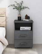 vidaXL Нощно шкафче HAMAR тъмносиво 40x35x62 см борово дърво масив