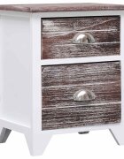 vidaXL Нощно шкафче кафяво и бяло 38x28x45 см дърво от пауловния