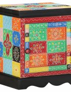 vidaXL Нощно шкафче многоцветно 40x35x45 см масивно дърво цвят манго