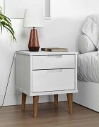 vidaXL Нощно шкафче MOLDE бяло 40x35x48 см борово дърво масив