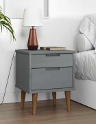 vidaXL Нощно шкафче MOLDE сиво 40x35x48 см борово дърво масив