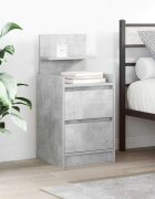 vidaXL Нощно шкафче с 2 чекмеджета бетонно сив 38x34x80 см