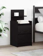 vidaXL Нощно шкафче с 2 чекмеджета черно 38x34x80 см
