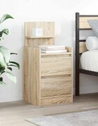 vidaXL Нощно шкафче с 2 чекмеджета дъб сонома 38x34x80 см