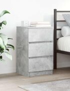 vidaXL Нощно шкафче с 3 чекмеджета бетонно сив 39x35x65 см