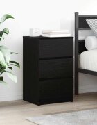 vidaXL Нощно шкафче с 3 чекмеджета черни 39x35x65 см