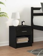 vidaXL Нощно шкафче с чекмедже черно 39x28x41 см
