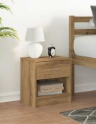 vidaXL Нощно шкафче с чекмедже дъб занаятчийски 39x28x41 см